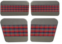 KIT PANNELLI RENAULT 4 SET DI 4 PEZZI SKAI GRIGIO LATERALI TESSUTI PLAID BLU-ROSSO,DAL 1980->